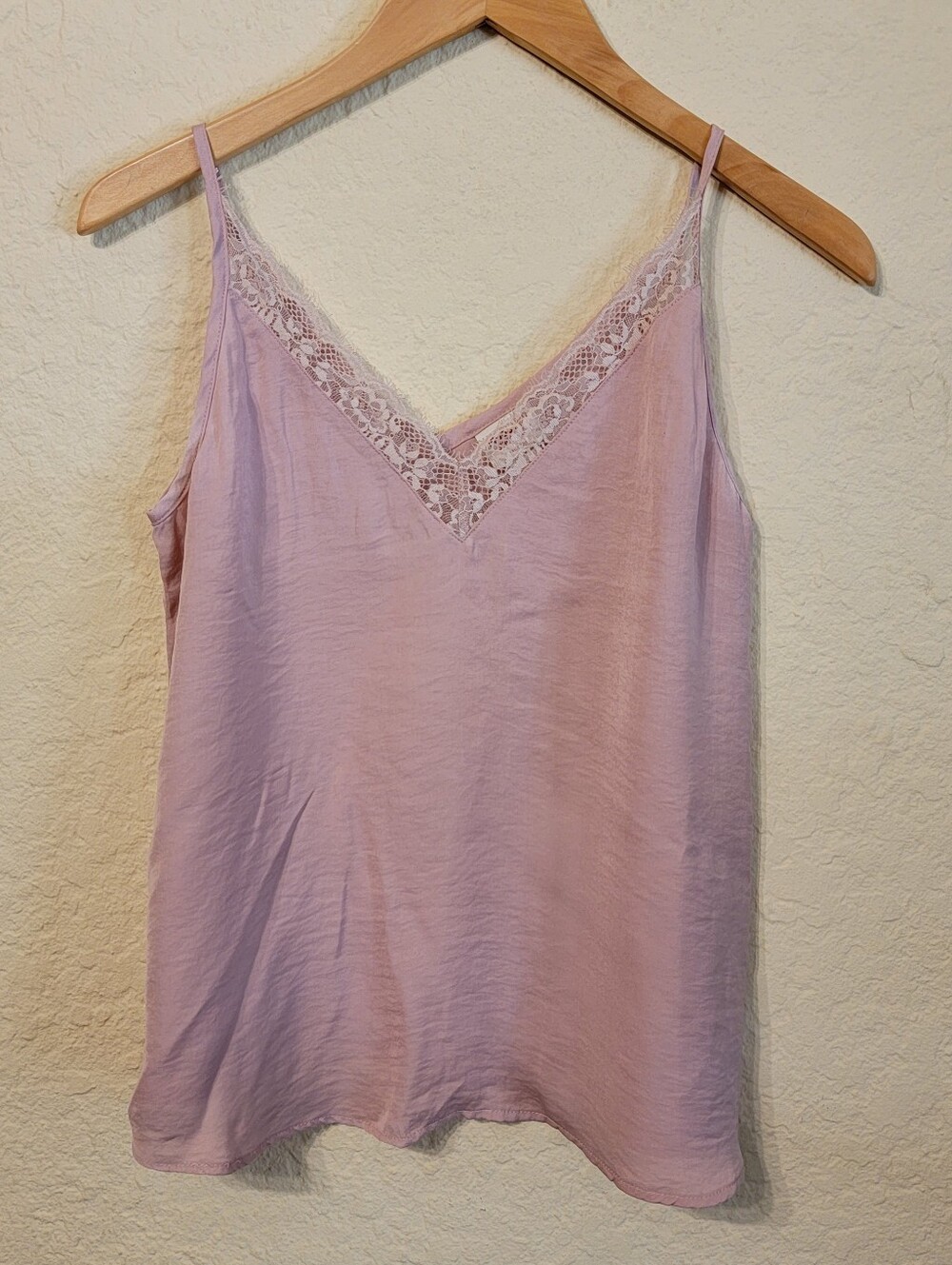 Mossimo Dusty Rose Pink Satin Lace Trim Cami Top Sz XS